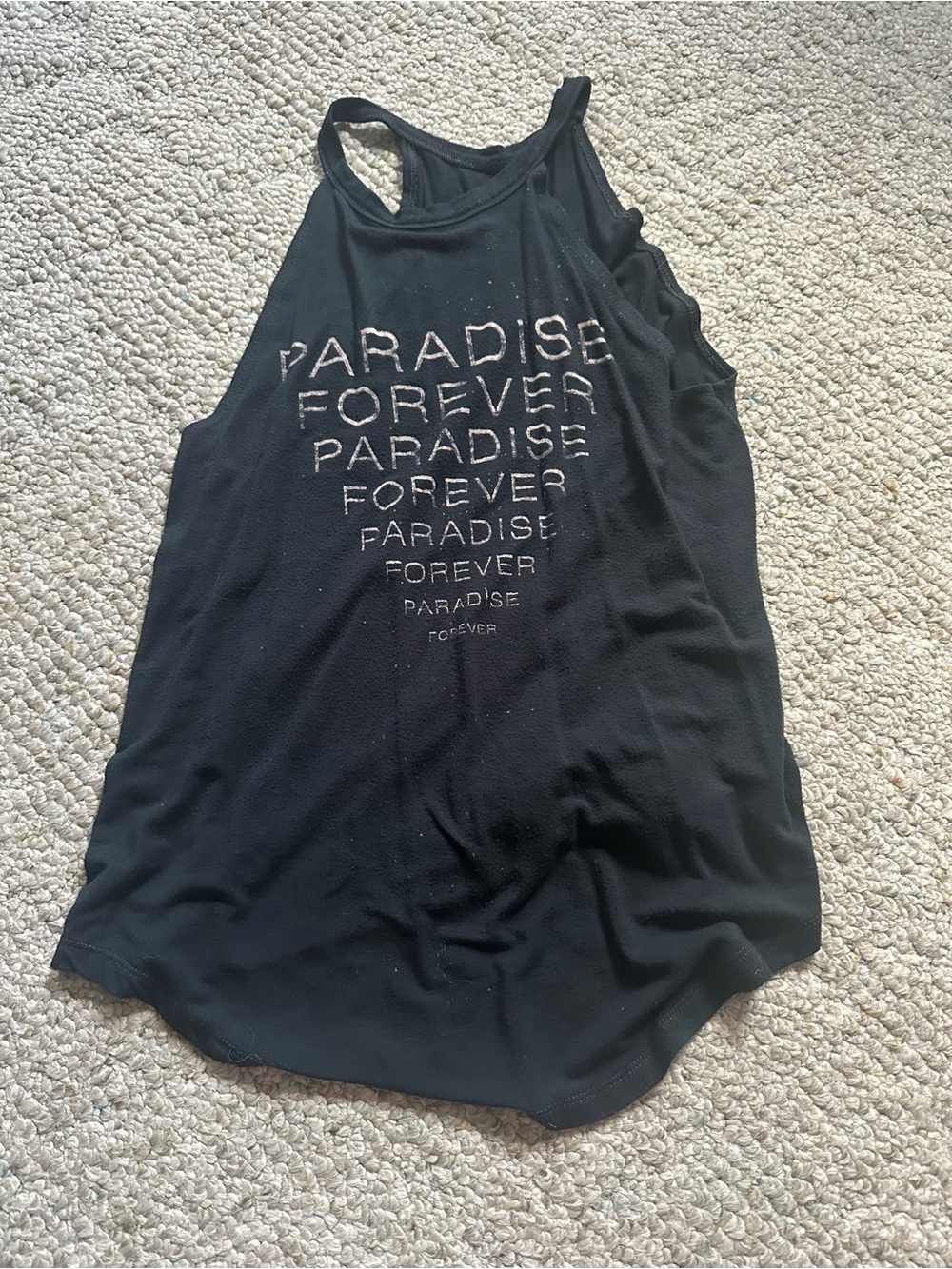 Xhilaration Black Racerback Tank with 'Paradise Forever' Graphic